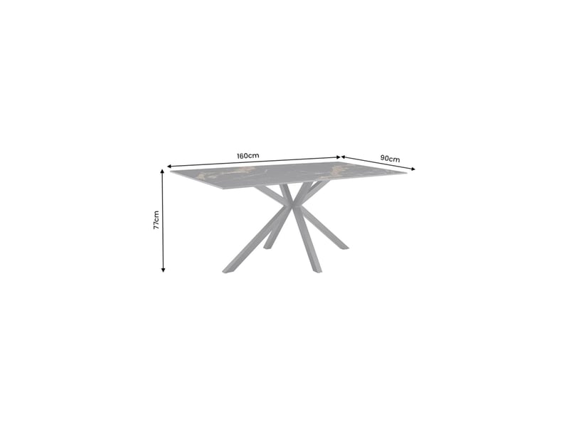  Table solara 160 cm en céramique noire effet marbre sable avec pied étoile – 6 places  - Conforama C