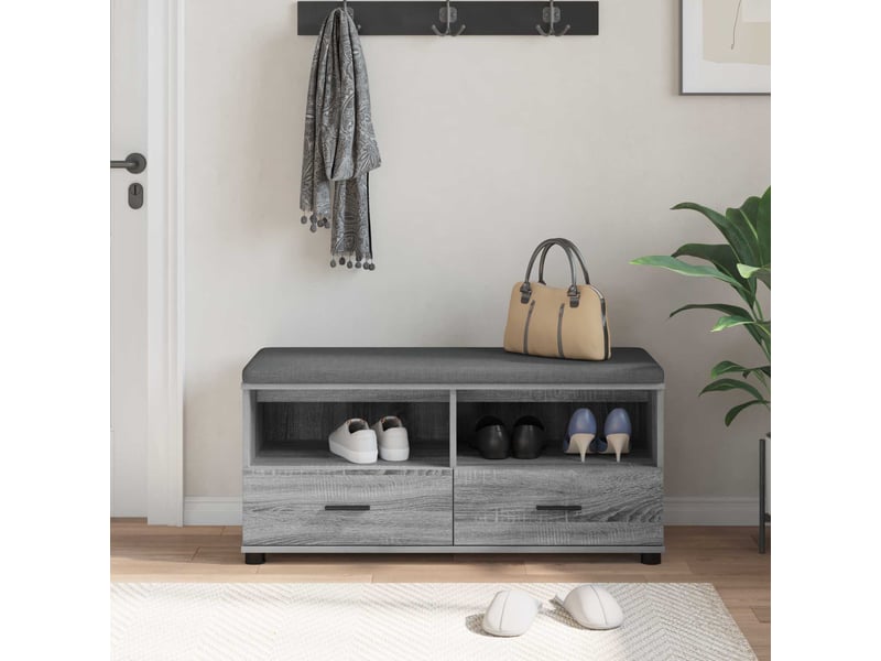  Banc d'entrée, banc interieur gris sonoma 100x38x46 cm  - Conforama D