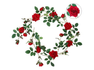 Guirlande de roses artificielles en flanelle avec 19 boutons, décoration de roses pour mariages romantiques, fêtes, salons et fenêtres, aspect réaliste en roses blanches et rouges