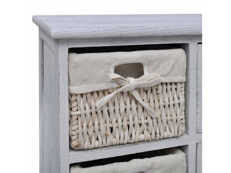  Meuble de rangement en bois 3 paniers gauches en tissage blanc  - Conforama D