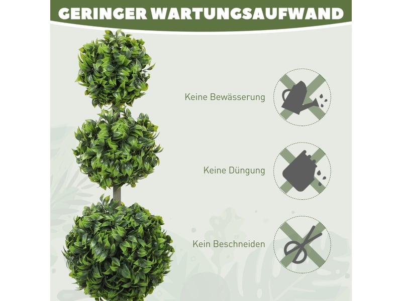  Lot de 2 arbres sphériques artificiels h100 cm, feuillage pe, terre flocée, uv, déco intérieure et extérieure  - Conforama D