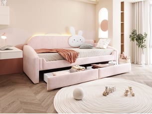 Lit banquette 90x200 cm <strong>LEYTN</strong>  <strong></strong> coloris rose