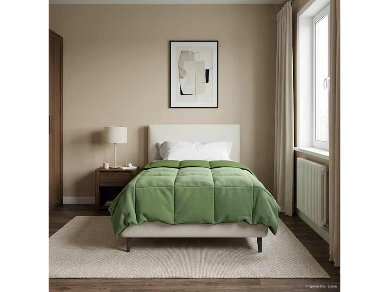  Couette - duvet d'été 155 x 220 cm été microfibre (100% polyester) vert  - Conforama D