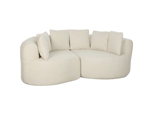 Canapé 3 places incurvé en chenille 188 cm, canapé salon avec assise profonde, rembourrage épais, 6 coussins, crème