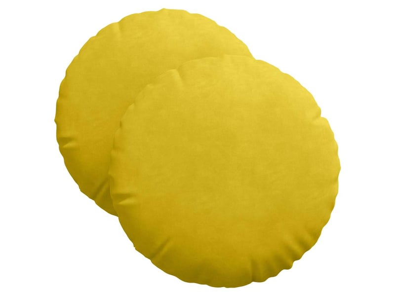  Lot de 2 coussins de siège, coussins décoratifs jaune ø 40 x 13 cm velours cf59933  - Conforama A