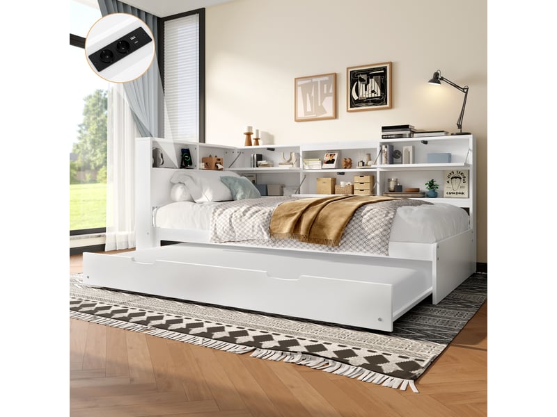Lit convertible en pin blanc 90x200 cm - Conforama B