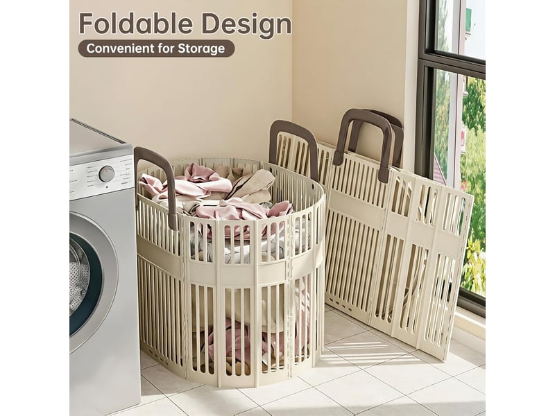  Panier a linge pliable grand, 43l corbeille a linge avec manipuler, panier rangement légère plastique, collapsible laundry basket pour salle de bain  - Conforama C