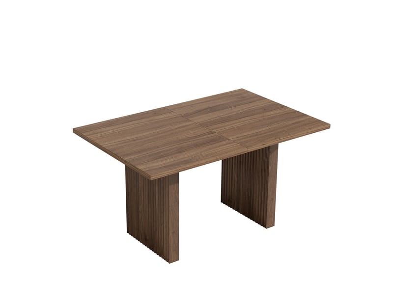  Table extensible avec plateau épais, pieds synchronisés, pour salle à manger, en mdf noyer, 140 à 200 × 90 × 75 cm  - Conforama A