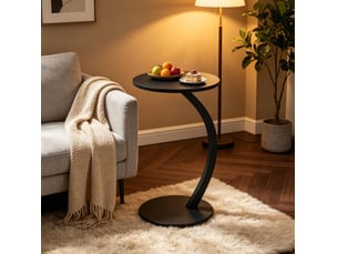 Table basse ronde en c avec plateau mdf et structure métallique, pour salon, chambre et bureau, 40 × 64,5 cm