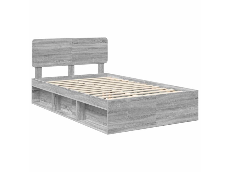  Lit double- lit adulte -  cadre de lit gris sonoma 120 x 190 cm pin massif  - Conforama C