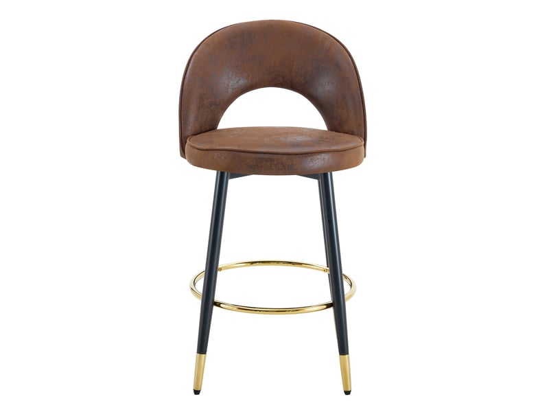  Lot de 2 tabourets de bar 44x47.4x92cm – pivotants à 360° avec dossier ajouré et repose-pieds – similicuir pu - marron  - Conforama A