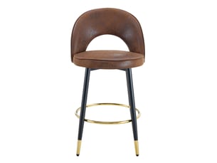 Lot de 2 tabourets de bar 44x47.4x92cm – pivotants à 360° avec dossier ajouré et repose-pieds – similicuir pu - marron