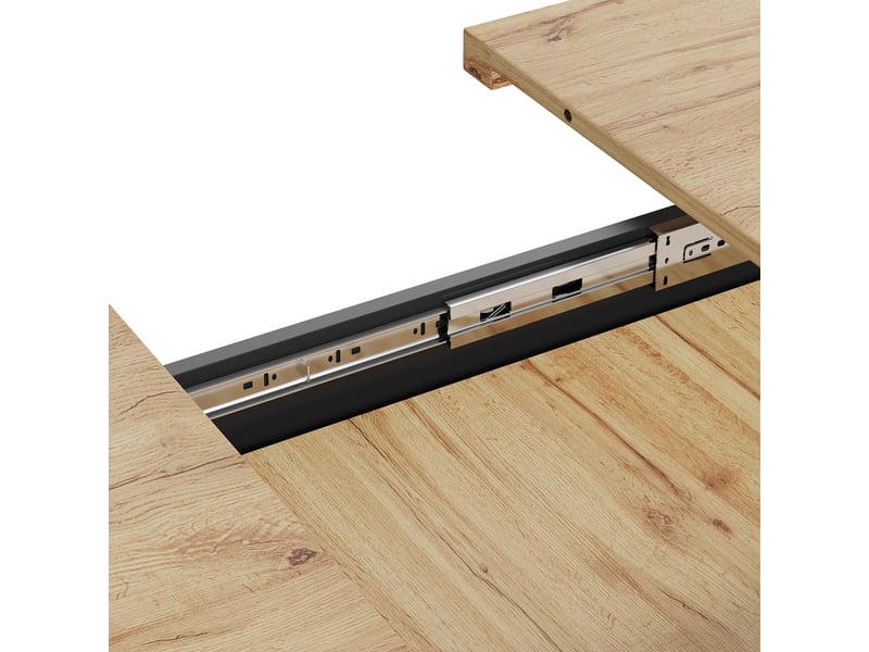 Table de salle à manger extensible avec 1 porte, 2 tiroirs et rangement en mdf 110–140×80×75 cm bois naturel - Conforama D