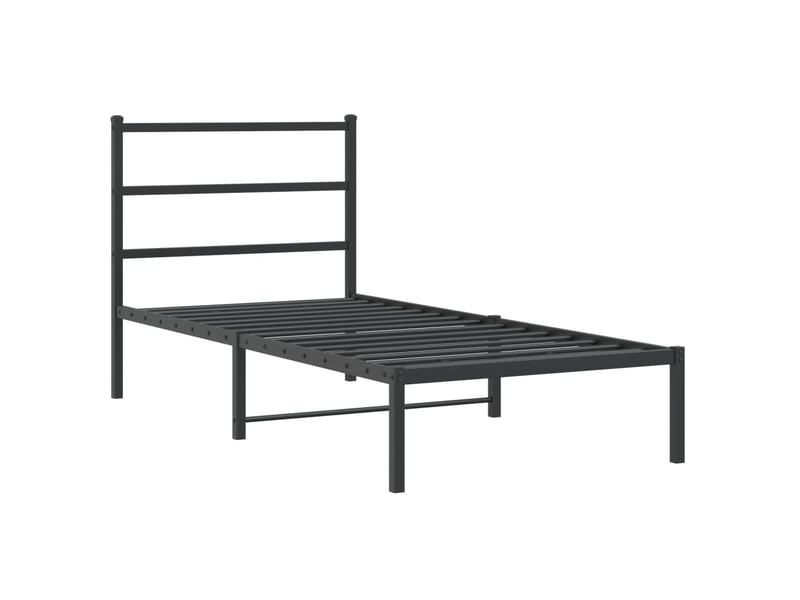  Lit simple- lit adulte -  cadre de lit métal sans matelas avec tête de lit noir 90x200 cm  - Conforama B