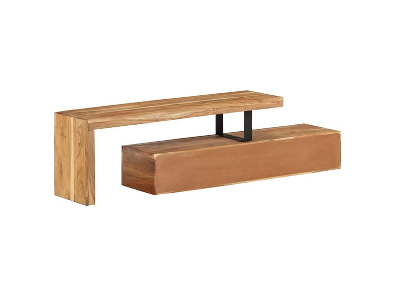  Meuble tv - banc tv - meuble de rangement (118-200) x 30 x 40 cm bois massif d'acacia  - Conforama D