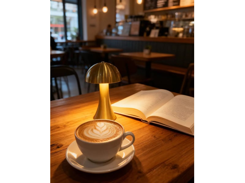  Lampe de table métal sans fil, design champignon – rechargeable usb, variateur tactile, vintage, pour intérieur et extérieur-or  - Conforama A