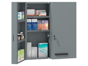 Armoire à pharmacie verrouillable à 2 portes et 6 étagères, gris anthracite