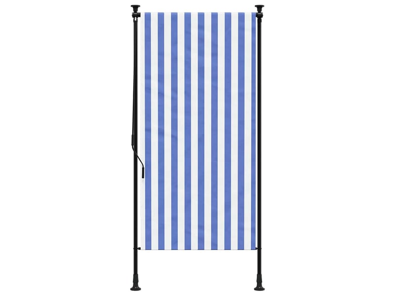 Store enrouleur, store roulant d'extérieur bleu et blanc 100x270 cm tissu acier cf47425  - Conforama C
