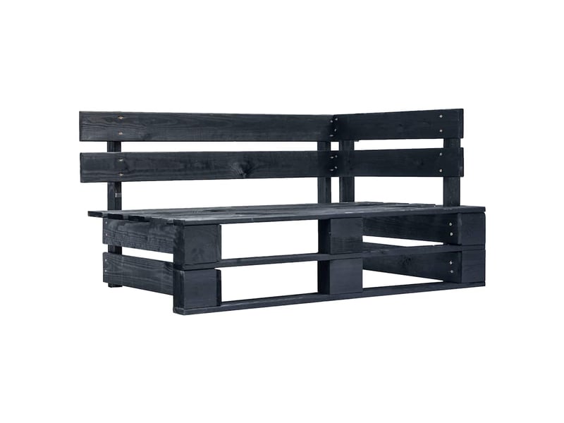  Canapé palette 2 places avec coussins pin imprégné de noir shl8823  - Conforama B