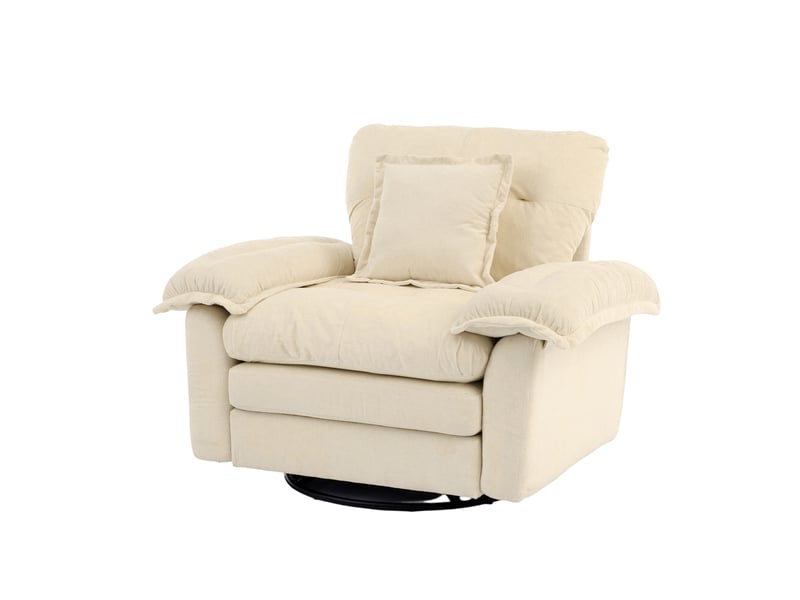  Fauteuil pivotant modenvie en chenille beige 116 x 84 x 96 cm avec coussin de soutien  - Conforama A