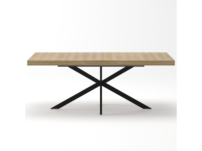 Table à manger extensible 140 à 180 cm, rangement caché, style rétro, naturel - Conforama E