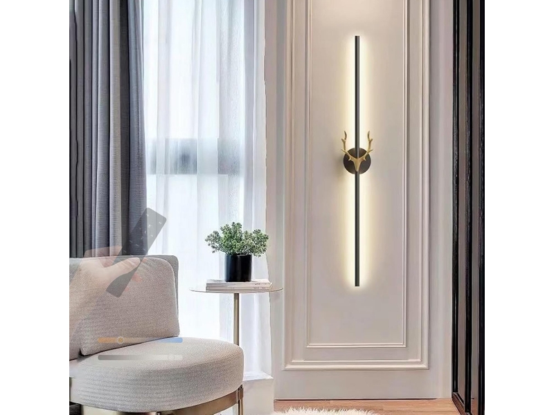 Applique murale intérieure dimmable 2700k-6500k longue design 65cm noir - Conforama B