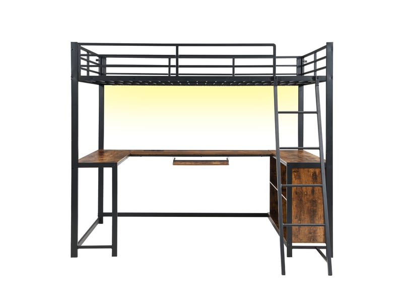  Lit mezzanine gaming 120x200 cm coloris noir led métal  - Conforama E
