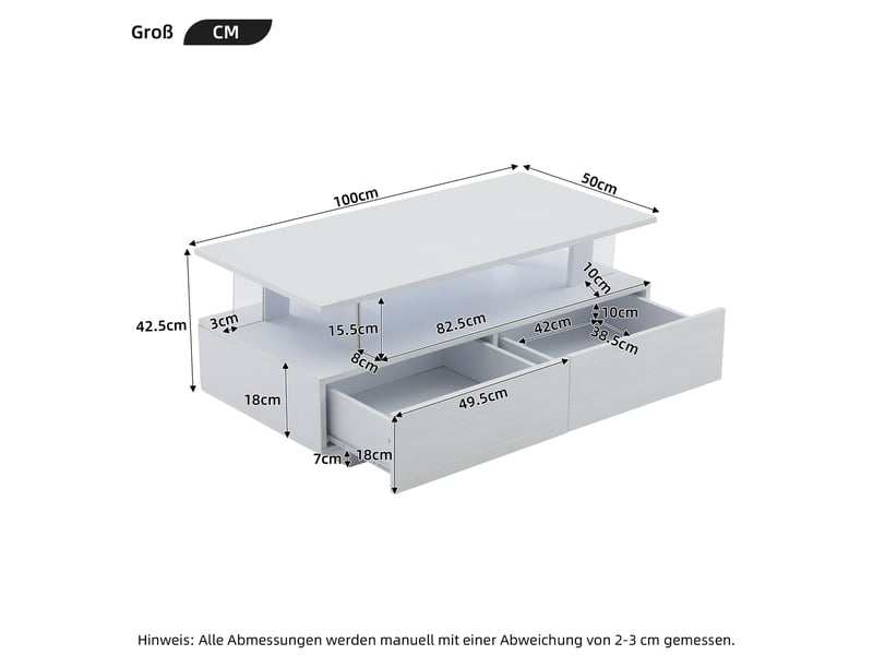 Table basse rectangulaire blanc - 50x100 cm merax - Conforama C