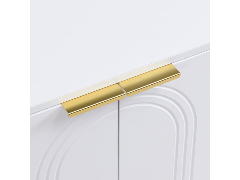 Meuble tv 170x35x47,5 cm – portes texturées – pieds et poignées dorés – meuble bas élégant - Conforama E