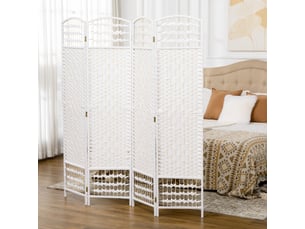 Paravent intérieur en bois séparateur de pièce cloison pliable 4 panneaux blanc 160 x 170 cm