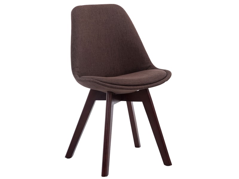 Lot de 4 chaises de salle à manger design scandinave en tissu marron et piètement à 4 pieds en bois foncé 10_0008637  - Conforama B