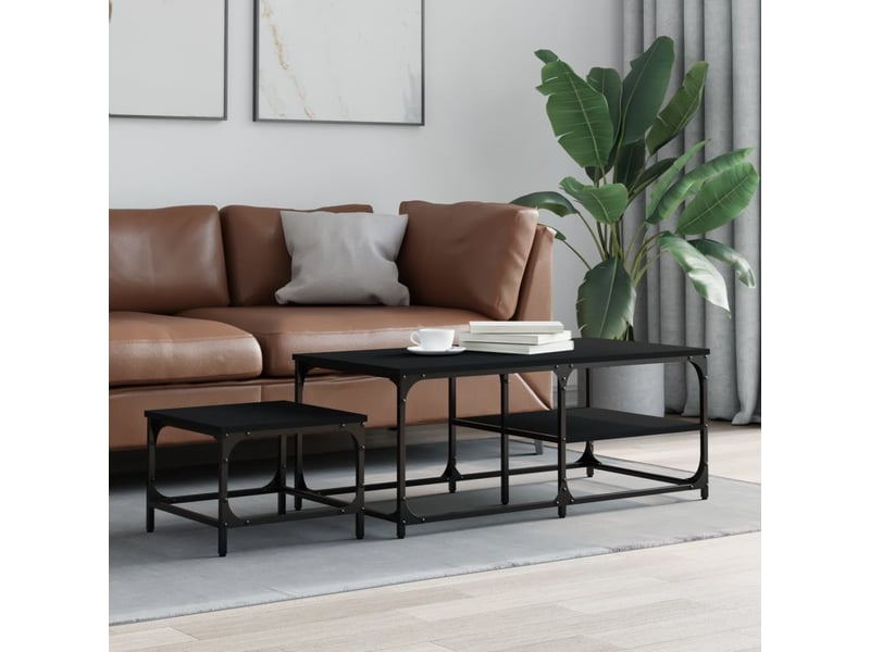  Tables basses gigognes 2 pcs | table de salon noir bois d'ingénierie shl9577  - Conforama B