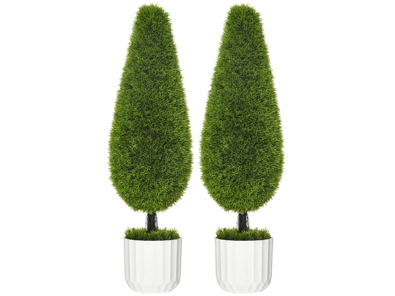  Plante artificielle cyprès 2 pièces 90 cm en pot mousse artificielle vert  - Conforama A
