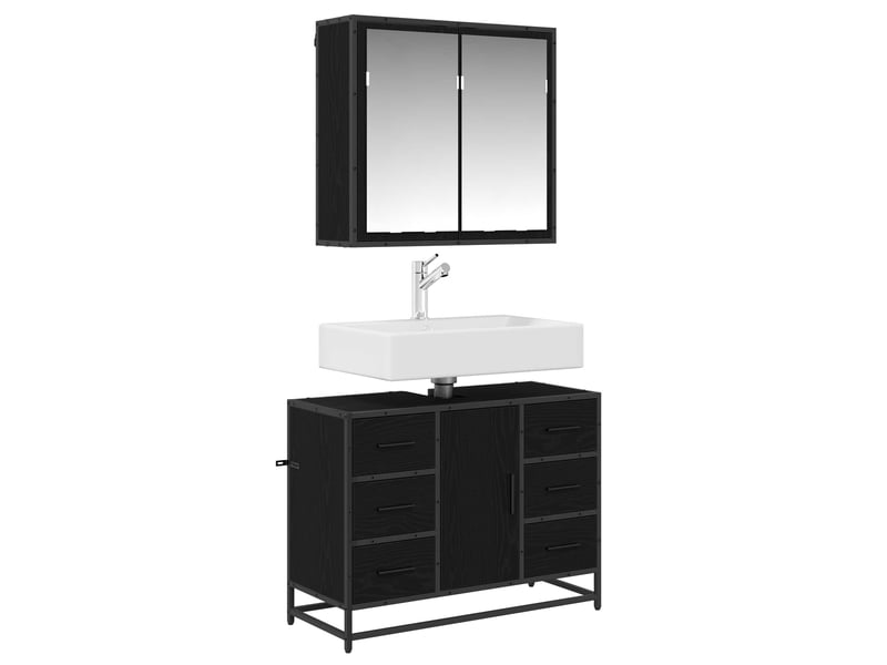  Ensemble de mobilier de salle de bain 2 pc chêne noir cf64102  - Conforama C