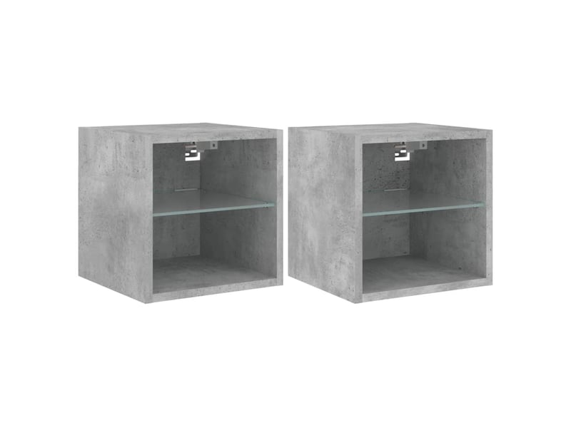  Meubles tv - banc tv - meuble de rangement muraux et lumières led 2pcs gris béton 30x28,5x30 cm  - Conforama A