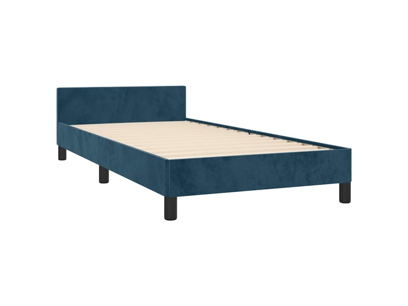 Lit simple- lit adulte - cadre de lit sans matelas bleu foncé 80x200 cm velours - Conforama C