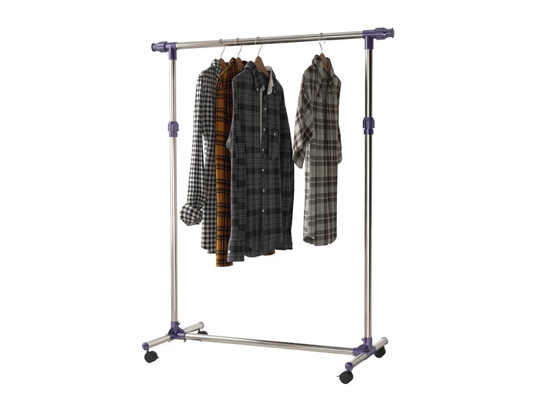  Portant à vêtements réglable à roulettes en acier inoxydable  - Conforama A