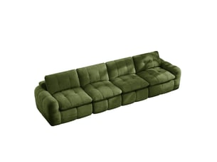 Canapé modulable 4 places sans structure en chenille vert