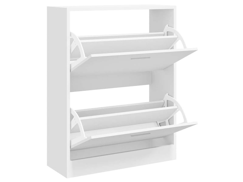  Meuble à chaussure | armoire à chaussure blanc brillant 63x24x81 cm bois ingénierie  - Conforama C