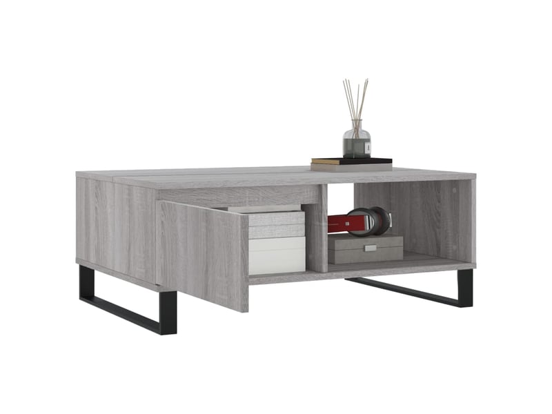  Table basse rectangulaire | table de salon sonoma gris 90x60x35 cm bois d'ingénierie  - Conforama D