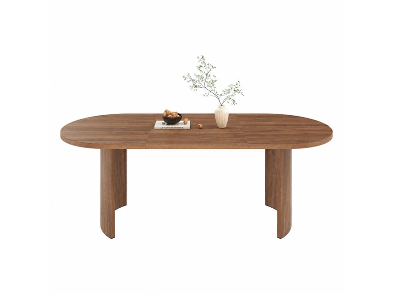  Table à manger 200 x 90 cm à pieds courbés, couleur noyer, 6 à 8 personnes  - Conforama A