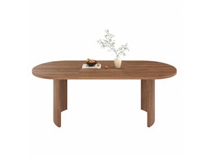 Table à manger 200 x 90 cm à pieds courbés, couleur noyer, 6 à 8 personnes
