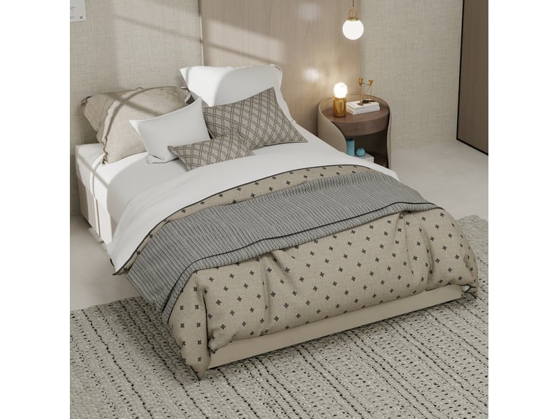  Sommier coffre 160x200 cm, velours, beige, sans matelas  - Conforama D