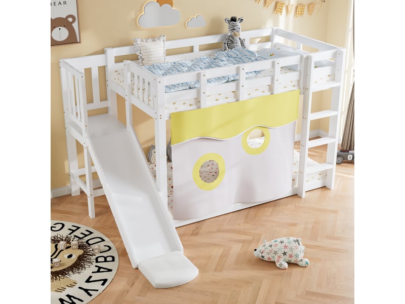  Lit mezzanine 90x200 cm coloris blanc pin lit enfant blanc - Conforama E