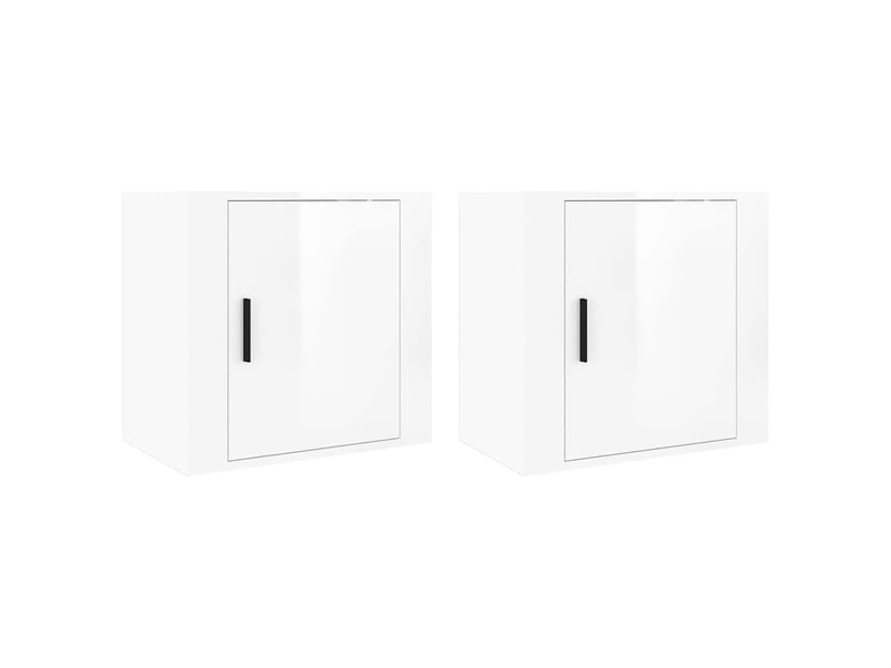  Lot de 2 tables de chevet - cabinet de chevet - table de nuit murales blanc brillant 50x30x47 cm  - Conforama A