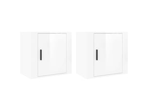 Lot de 2 tables de chevet - cabinet de chevet - table de nuit murales blanc brillant 50x30x47 cm