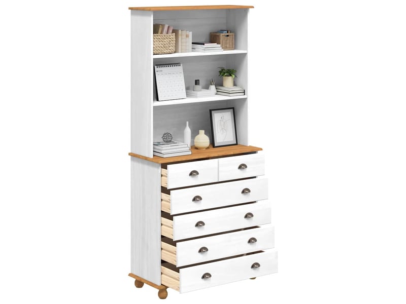 Buffet - hutch askim blanc 91 x 40 x 200,5 cm bois de pin massif  - Conforama C