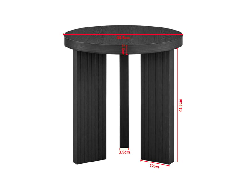  Table basse ronde avec plateau compact et piètement tripode rainuré, en mdf noir, pour salon, chambre et balcon  - Conforama D
