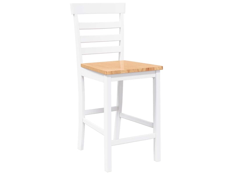  Lot de 2 tabouret de bar, chaise de bar blanc bois massif d'hévéa  - Conforama D