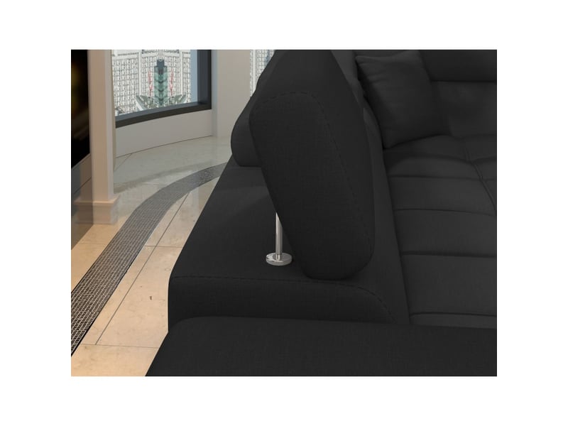 Canapé d'angle convertible palazzo 4 places noir – angle gauche avec 1 coussin - Conforama E
